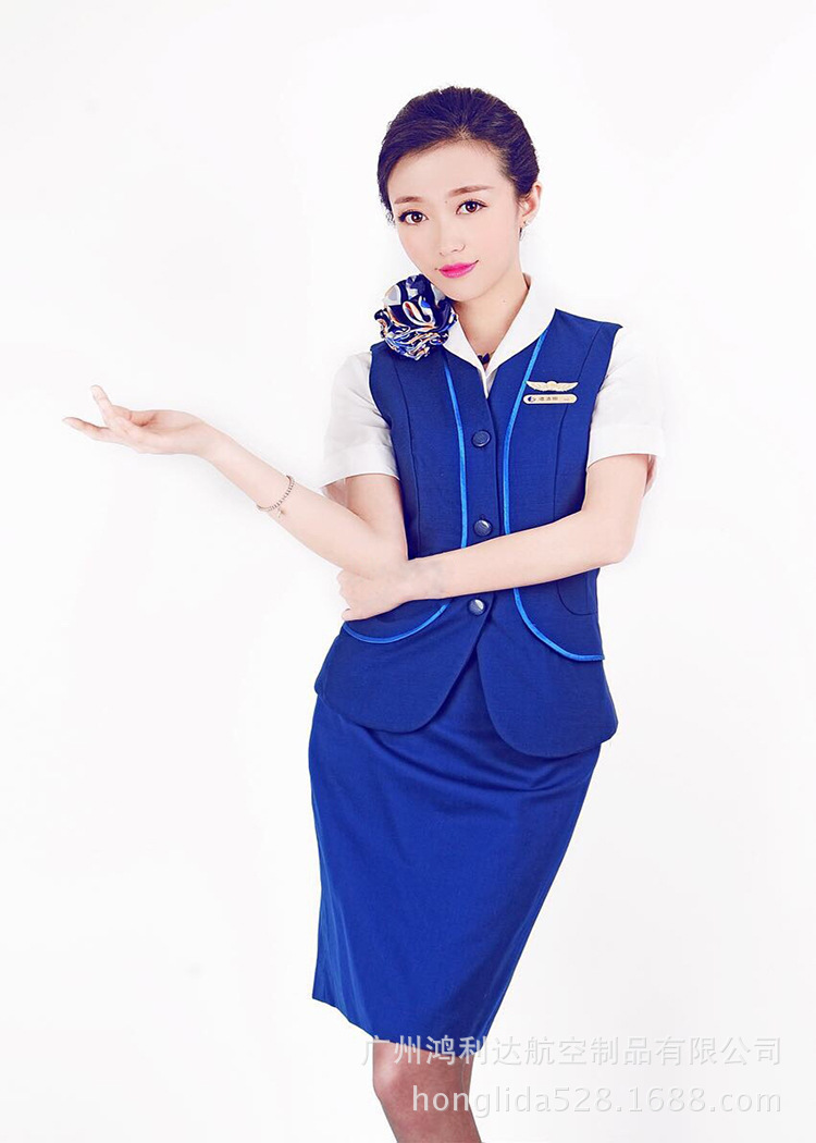 国航空姐服新装设计 时尚空姐制服修身女裙套装 专业量身订做厂家