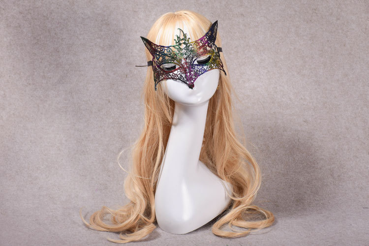 万圣节彩色定型蕾丝狐狸面具性感半脸派对化妆舞会酒吧夜店舞蹈女