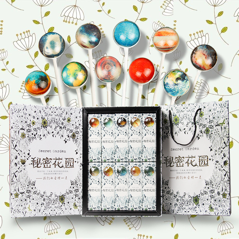 手工礼盒包装星球星空手工棒棒糖糖节日礼品星空秘密花园棒棒糖