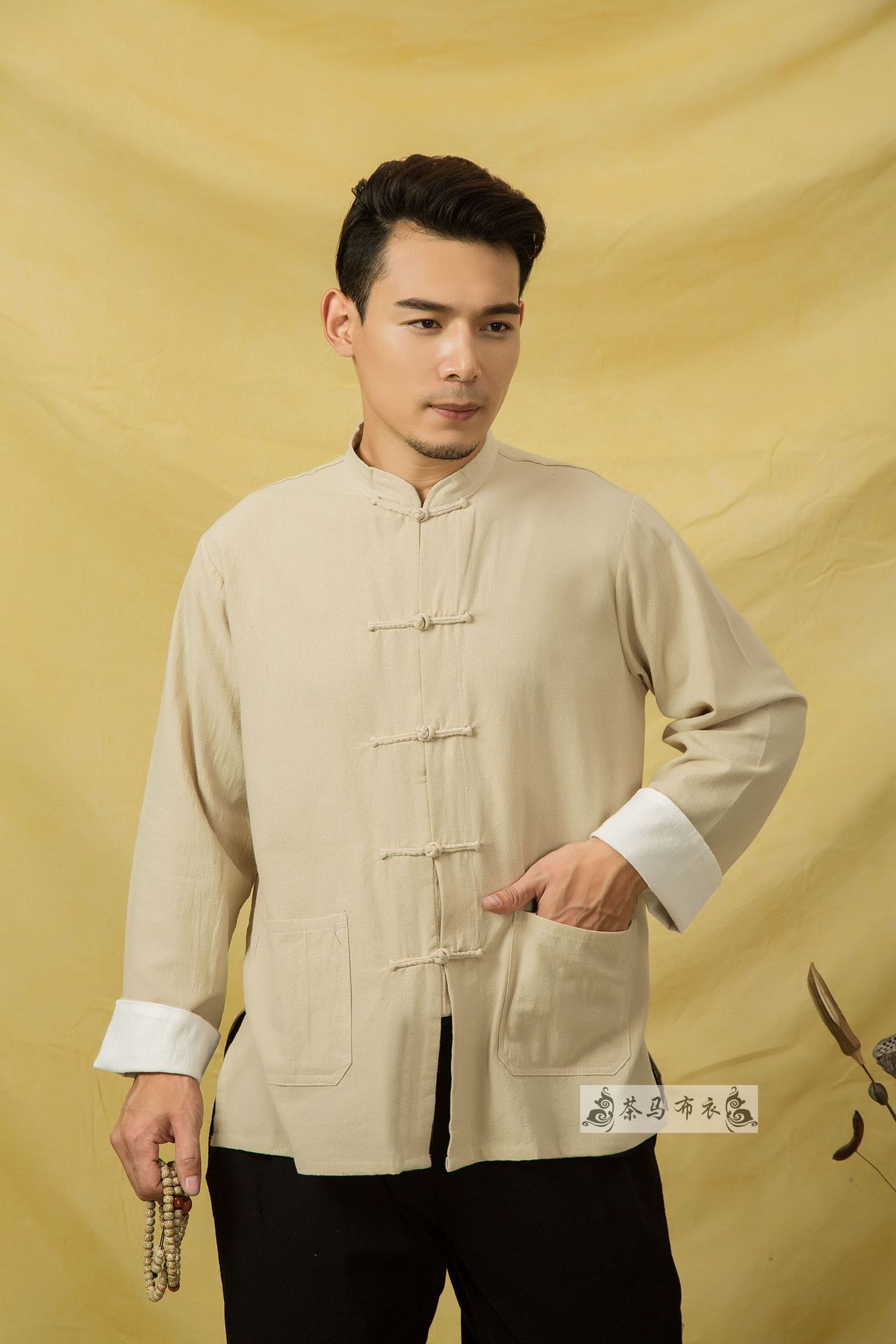 中国风20夏新款男式立领中式改良盘扣棉麻6色衬衫男装衬衫批发