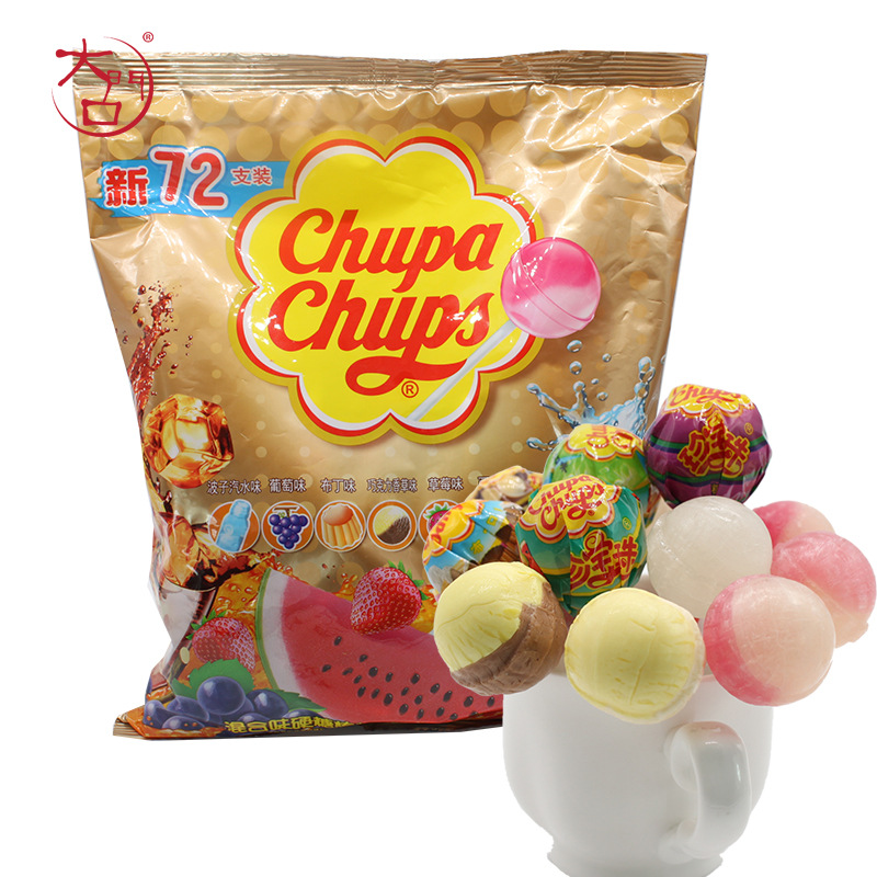 现货珍宝珠混合口味水果棒棒糖72支袋装儿童礼物零食零食喜糖批发