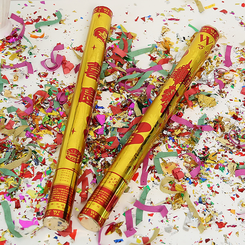 婚庆用品结婚手持礼宾花礼炮60cm婚庆礼花筒喷彩带开业庆典礼炮