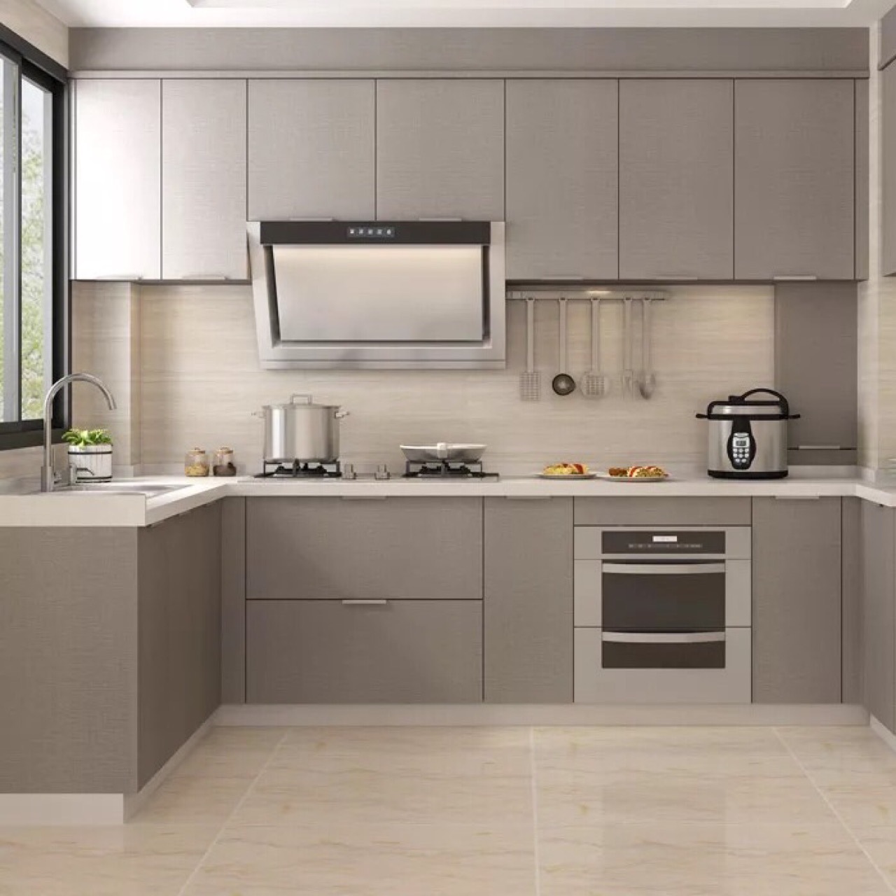 浩颖实木整体橱柜吊柜 爱格板门板厨房地柜 欧式美式橱柜定制