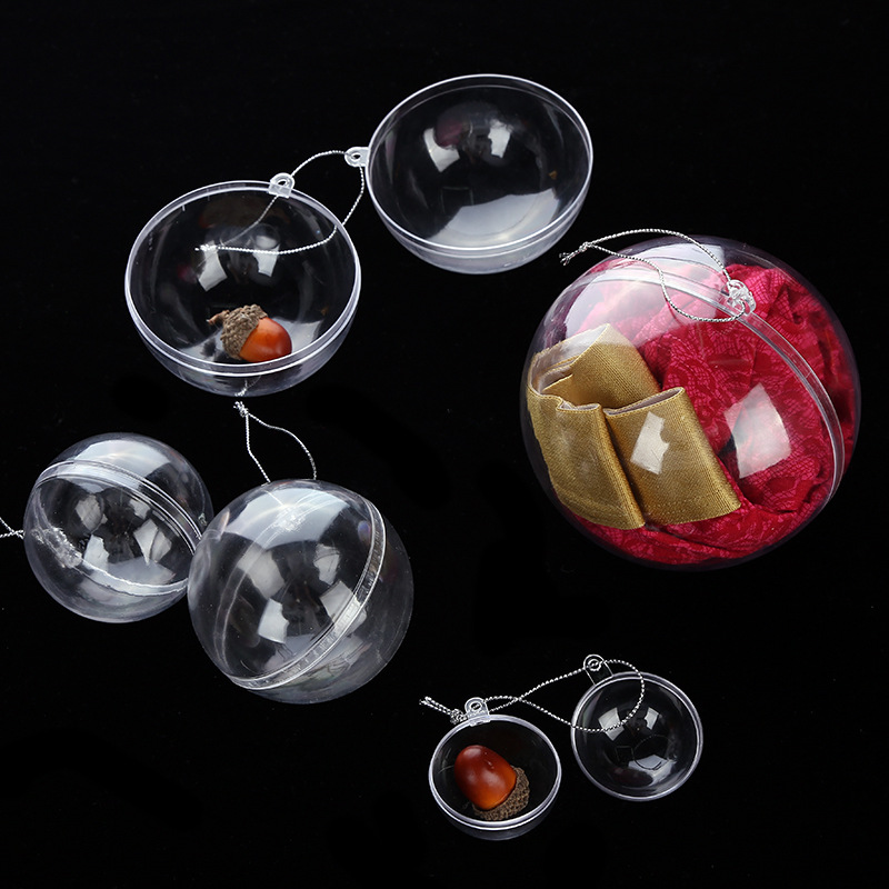 Foreign Trade Transparent Plastic Opening and Closing Christmas Ball Christmas Hanging Piece Pendant Creative DIY Christmas Tree Decorations Wholesale