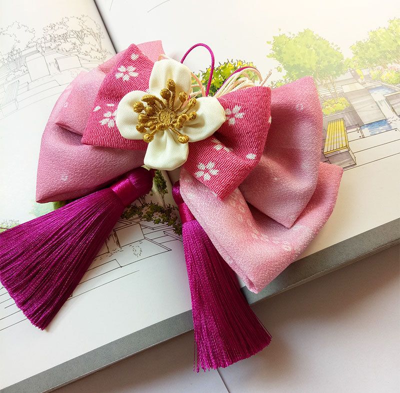 和风发夹边夹日本和服配饰头花日式绉布手工头饰饰品发饰手工布花