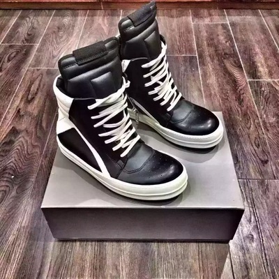 rick owe男鞋高帮 真皮街头带倒三角 欧文斯 鞋男女情侣款定做