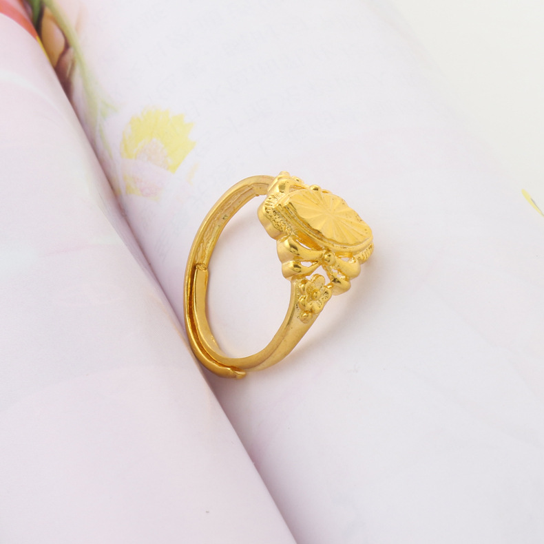 经典越南沙金矿石金仿黄金戒指 女车花开口手饰品保色女大小可节