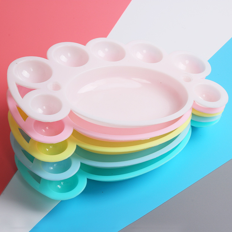 厂家直销小脚丫形调色盘 梅花彩色调色盘 丙烯水粉水彩颜料调色盘