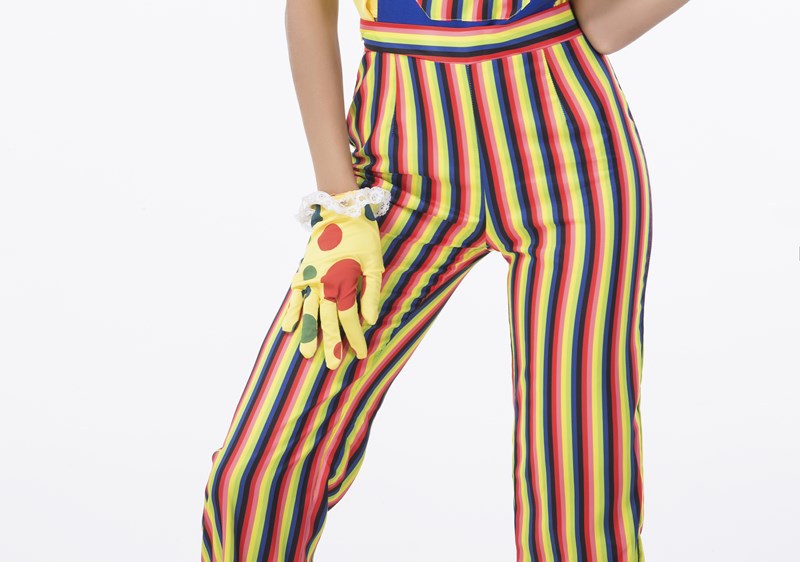 万圣节魔术师情侣男女小丑服套装表演服条纹格子背带裤马戏团服装