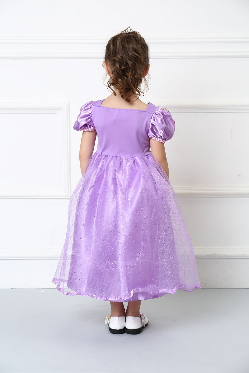儿童节爱洛睡美人长发公主裙 紫色连衣裙女童舞台表演服 小洋装