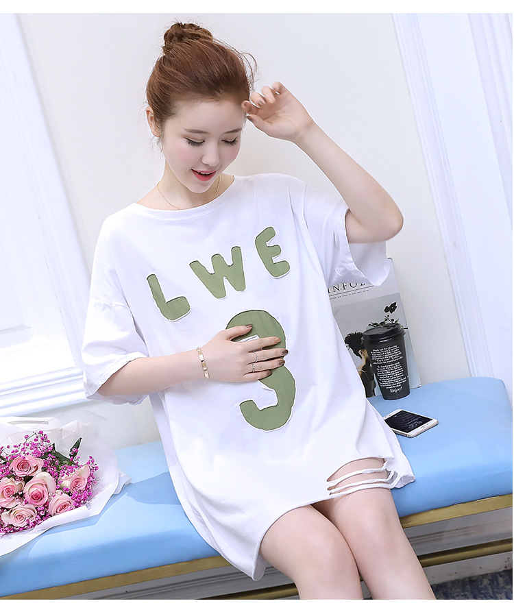孕妇夏装 孕妇上衣短袖夏孕妇t恤宽松中长款孕妇体恤纯棉 一件代