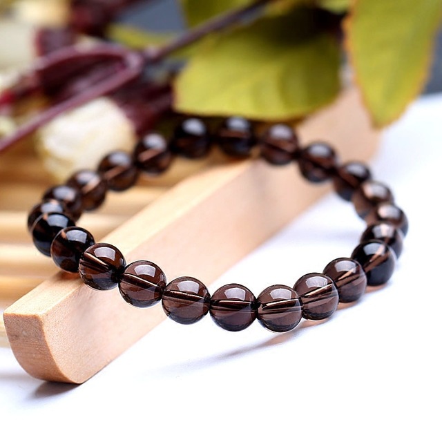 听涛天然茶水晶手链男女烟晶手串7a收藏级茶水晶时尚手链6-14毫米