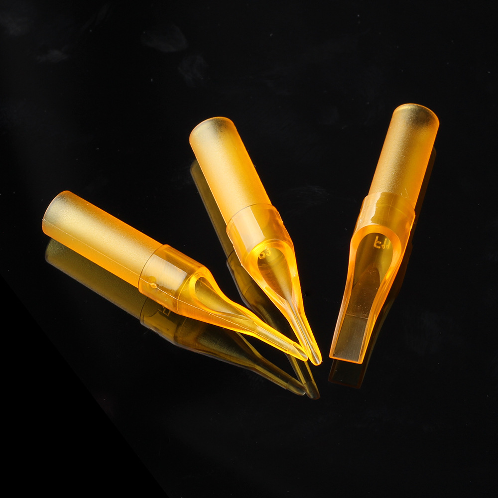 纹身器材批发 纹身机针头艺术家一次性黄色纹身针嘴 型号齐全