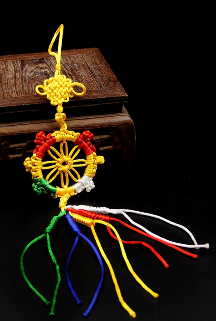 厂家批发藏式五彩线中国结金刚结车挂挂件车饰法轮结