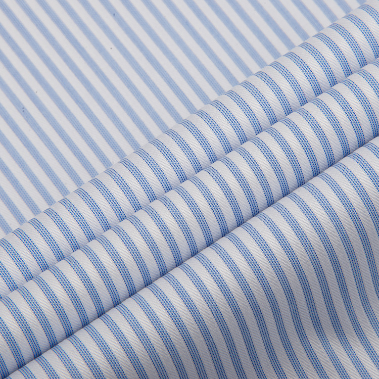 现货全棉色织条纹成衣免烫衬衫面料 提花商务衬衣布料 56-3184-1