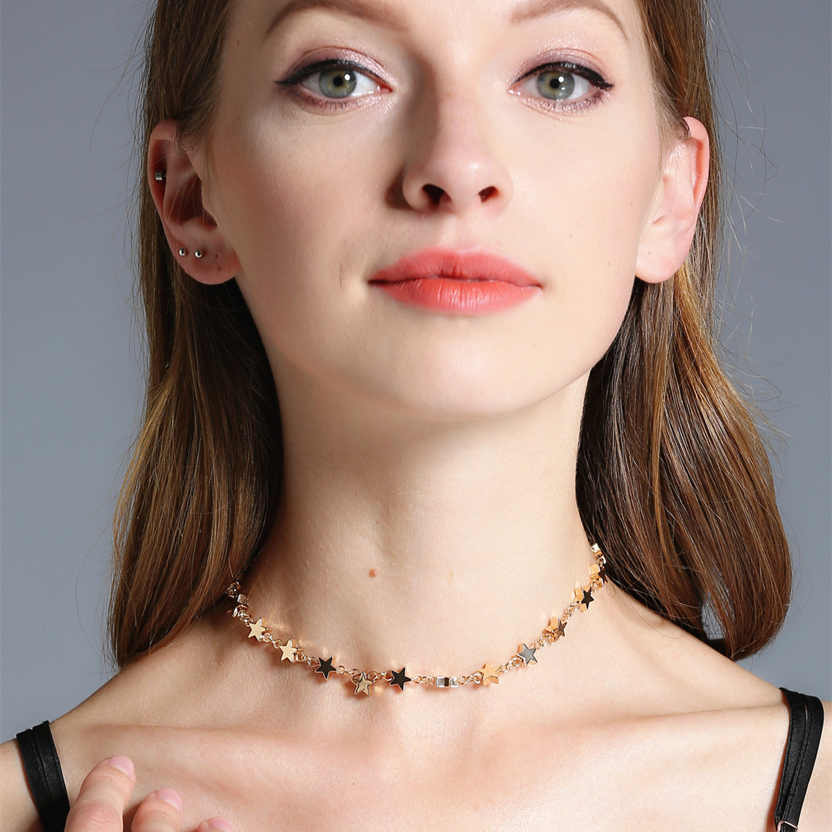 欧美跨境饰品 百搭街拍潮品五角星项饰 铜质星星手工项链