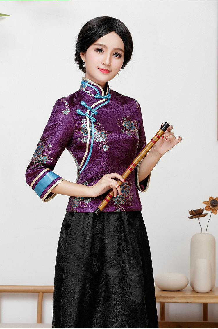 1697380云锦高端民族风旗袍两件套