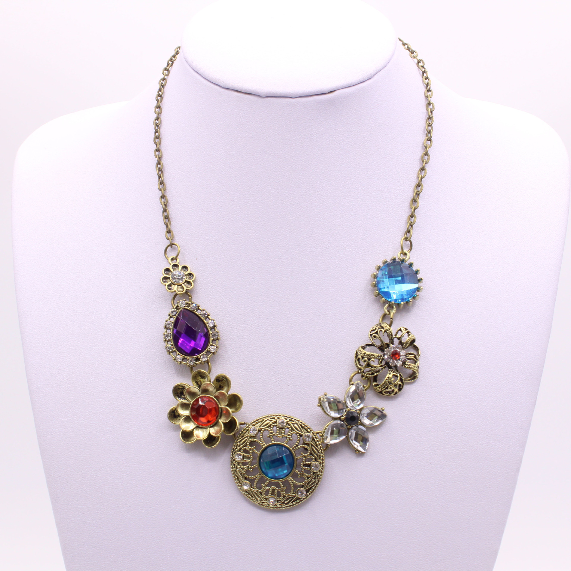 复古宝石项链短