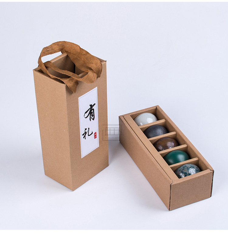 粗陶茶杯 功夫茶具陶瓷单杯 五行茶杯套装礼盒 茶事品茗杯定制