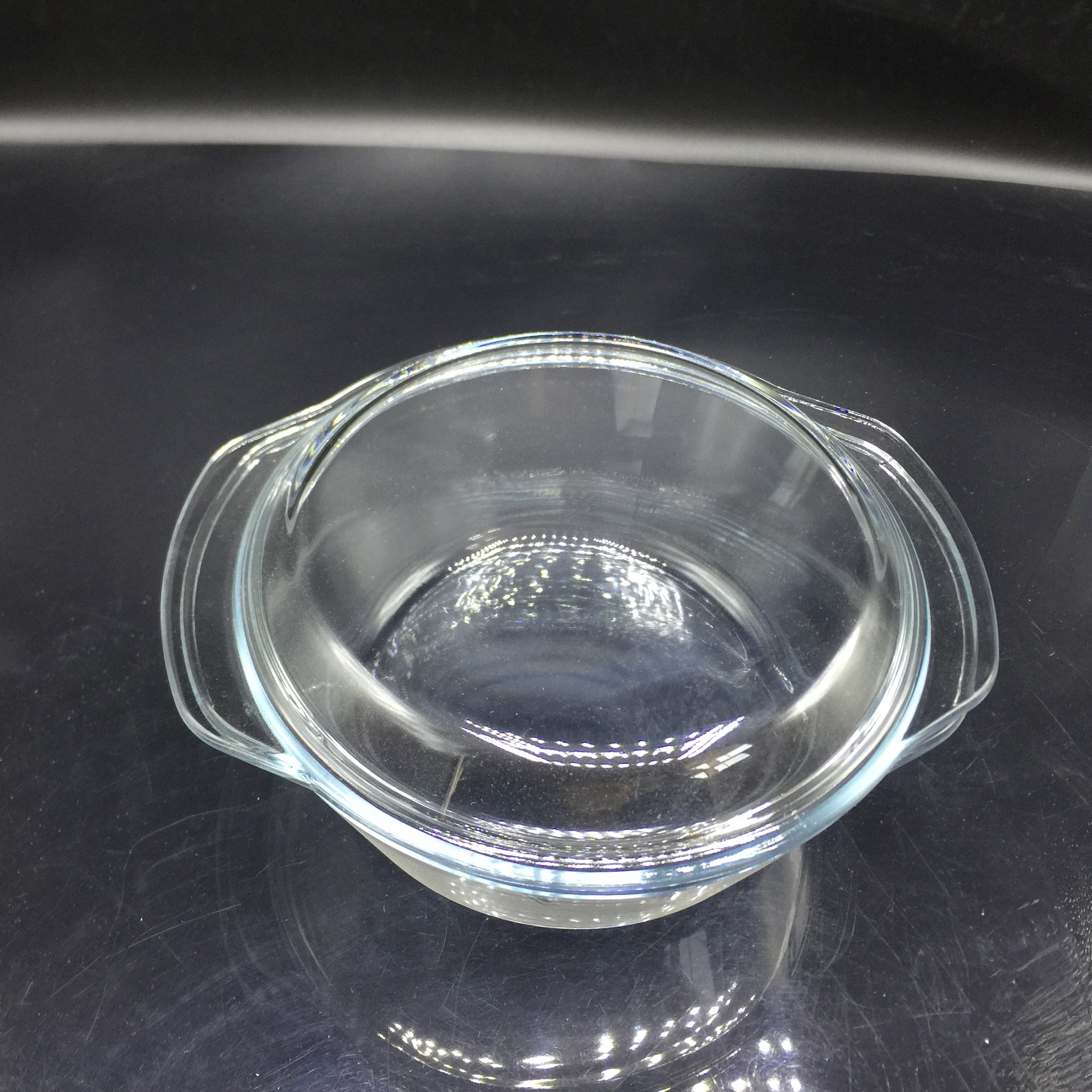 厂家直销圆形钢化高硼硅耐热透明玻璃水晶煲带盖水晶煲水晶玻璃锅