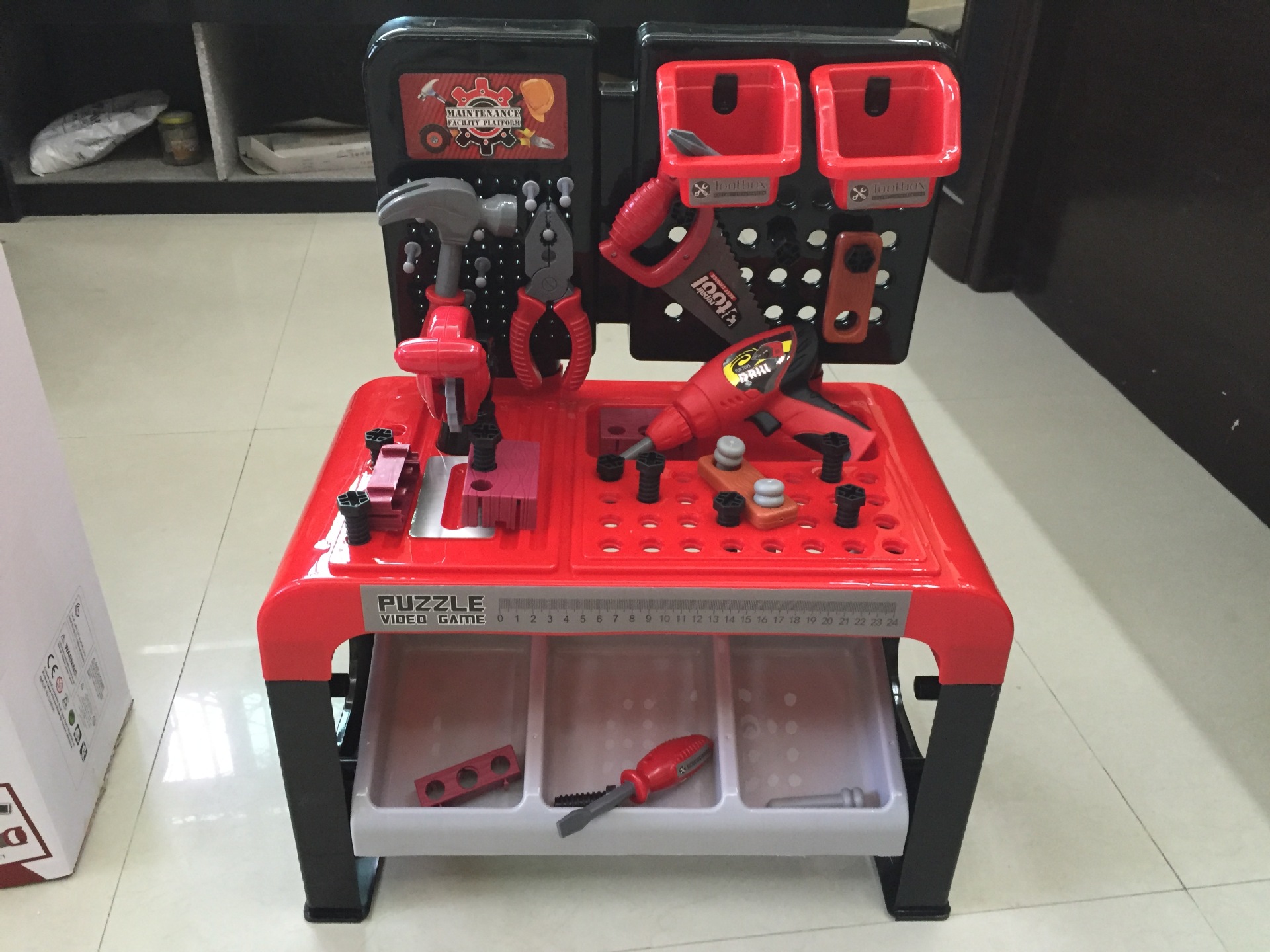 跨境儿童仿真维修工具玩具 男孩diy修理螺丝螺母工具台过家家套装