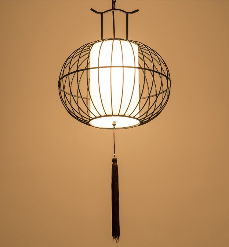 新中式吊灯铁艺鸟笼吊灯创意个性仿古茶楼阳台鸟笼灯餐厅吊灯
