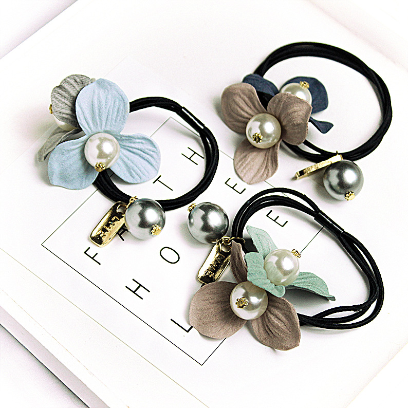 韩版珍珠头饰批发 成人布艺发圈 地摊货源 义乌发饰厂家发圈