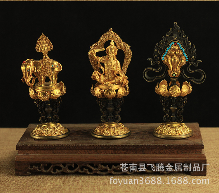 藏传佛教用品轮王七珍七政宝佛堂居家吉祥摆件密宗纯铜七珍宝摆件