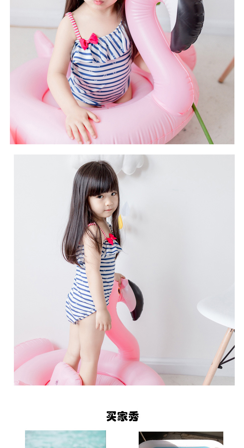 新款女孩儿童泳衣连体条纹小星星海军风小清新公主宝宝度假游泳衣