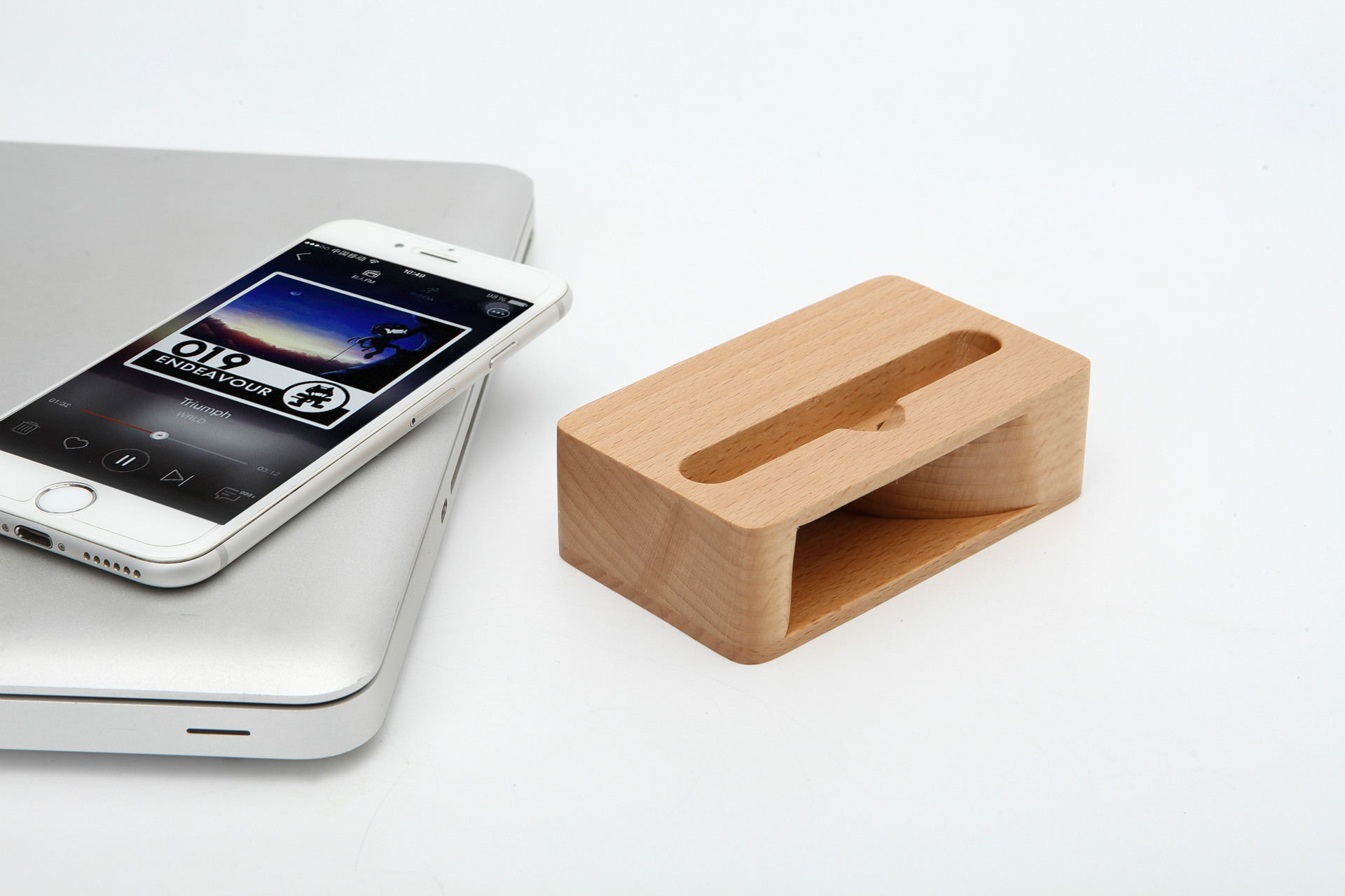 懒人木质手机支架床头办公室手机座创意多功能扩音底座