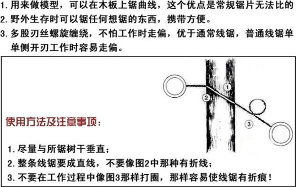 户外求生工具不锈钢求生线锯钢索锯绳锯线锯4股缠绕改进款