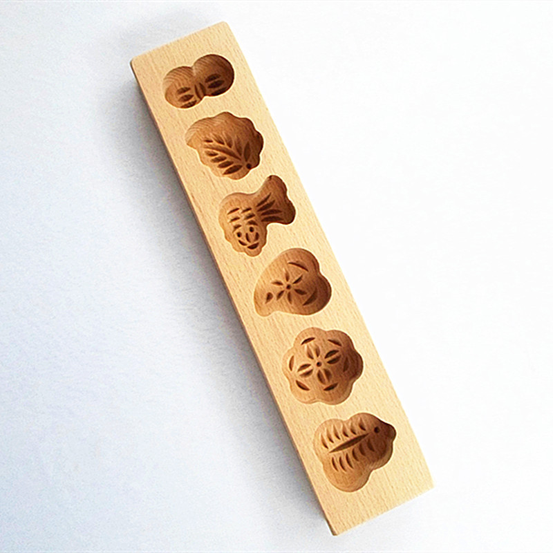 六孔长条木质馒头模具烘焙面点模具diy模具厨房花样面食模具卡子