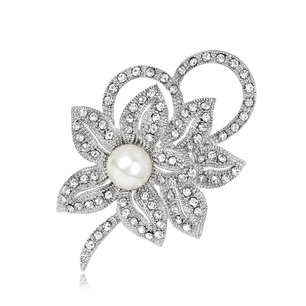 Foreign Trade E-Commerce Alloy Brooch Female Aliexpress Fashion Pearl Brooch Bridal Bouquet