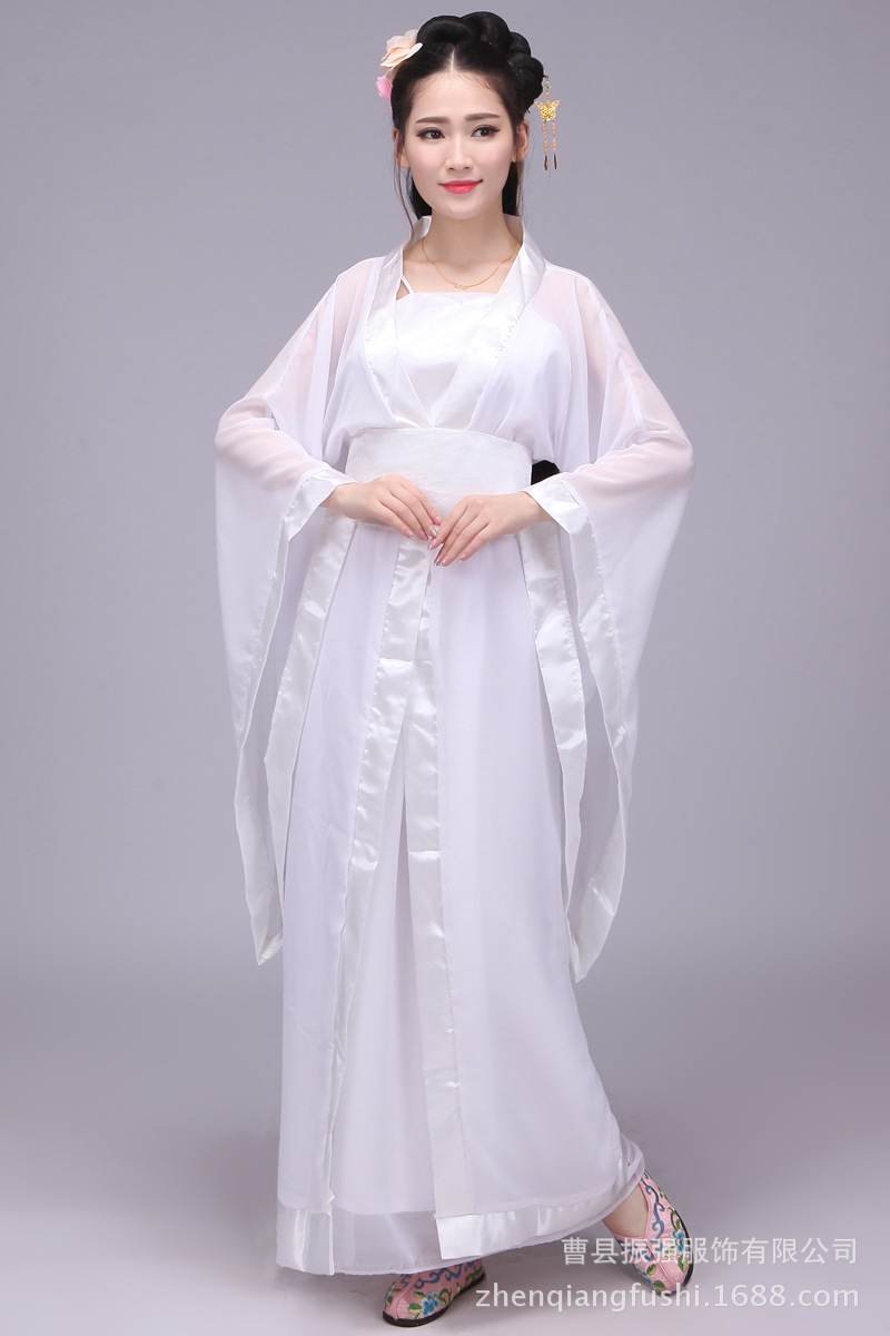 古装服装仙女舞蹈演出服影楼写真服古代表演服古筝长裙汉服 改良
