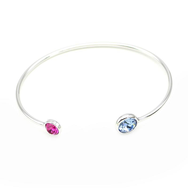 欧美简约个性时尚银色开口手镯 简约天然锆石手环女士 新款手饰