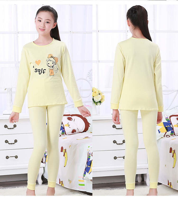 思琪拉斐少女内衣套装秋衣秋裤棉薄款 女童学生保暖打底内衣