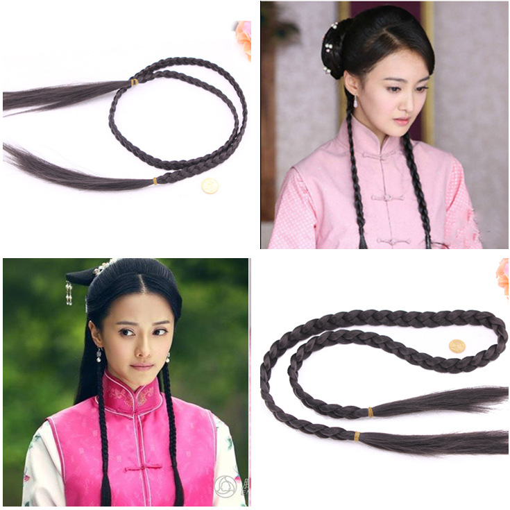 古装假发仙女辫子麻花辫影楼造型新娘盘发演出辫子民国秀禾假发辫