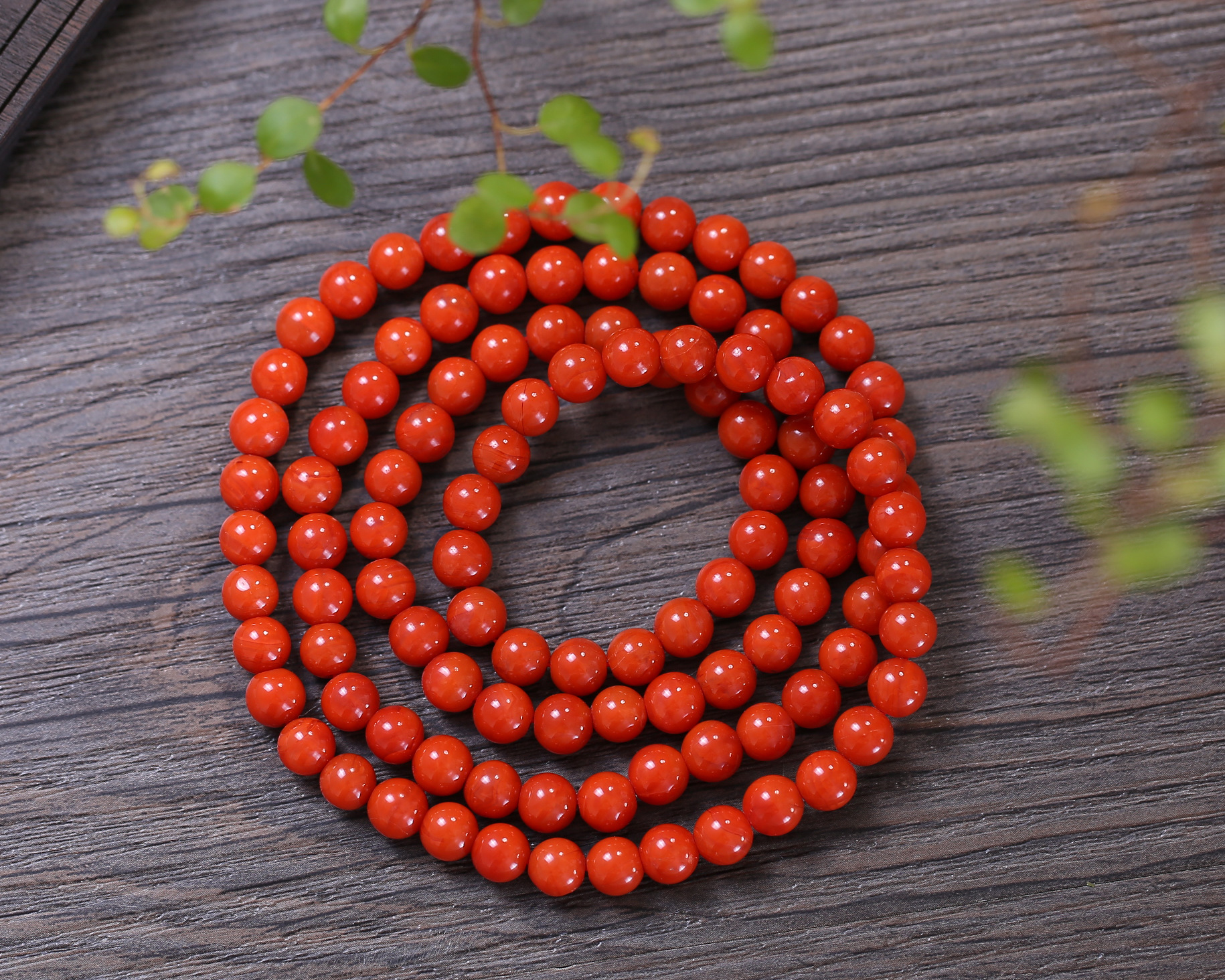 柿子红南红手链四川凉山南红玛瑙多圈手串108颗佛珠链手饰饰品