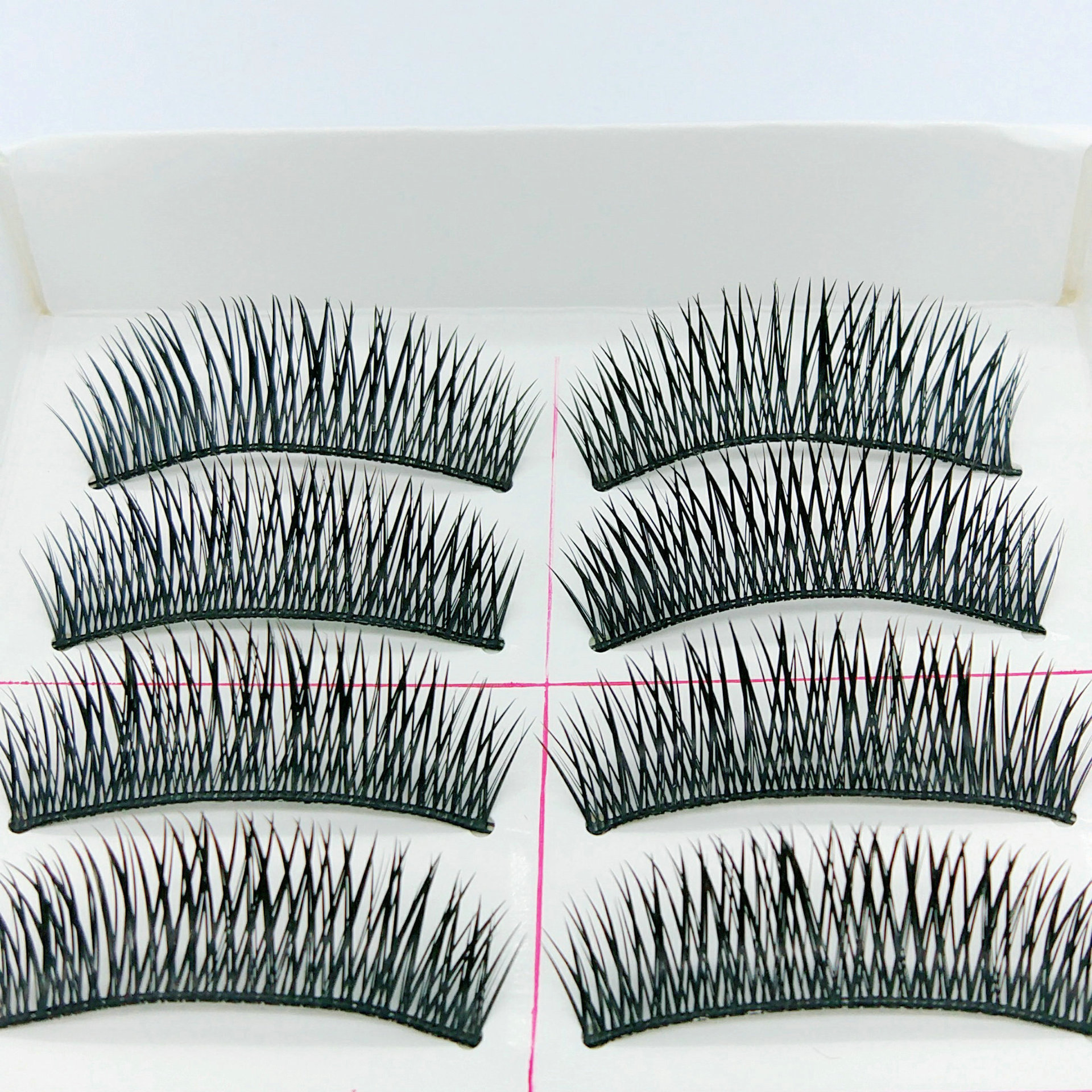 Taiwan Hard Stem False Eyelashes 282 Cross Encryption Long Black Stem False Eyelashes 10 Pairs Factory Wholesale