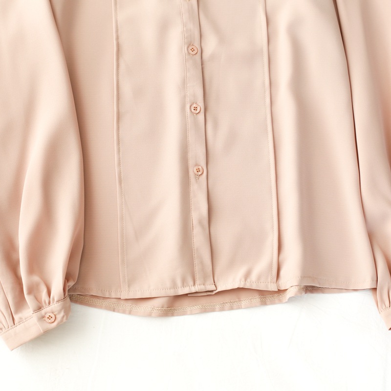 秋季新款女装优雅气质显瘦蝴蝶结系带长袖雪纺衬衫女011410