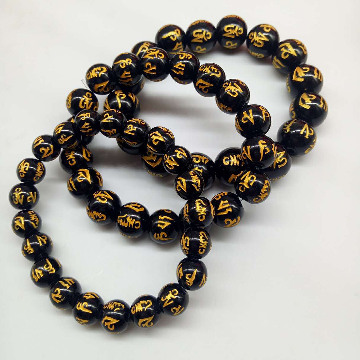 手链六字真言烫金佛珠手串 男女通用款 一件代发