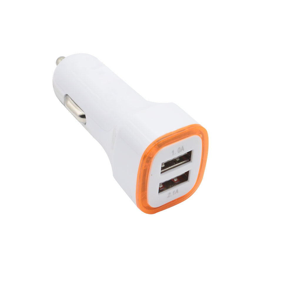 Led with Light Dual USB Square Rocket Car Charger 2.1A Luminous Multi-Functional Car Recharger Factory Wholesale