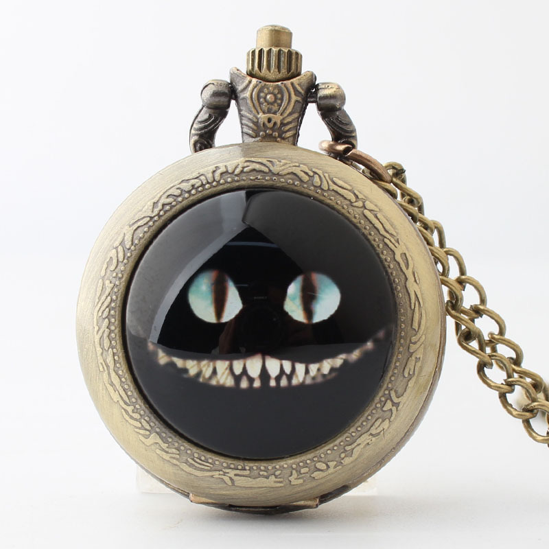 学生个性礼物爱丽丝梦游仙境之柴郡猫贴片怀表女节日礼物批发