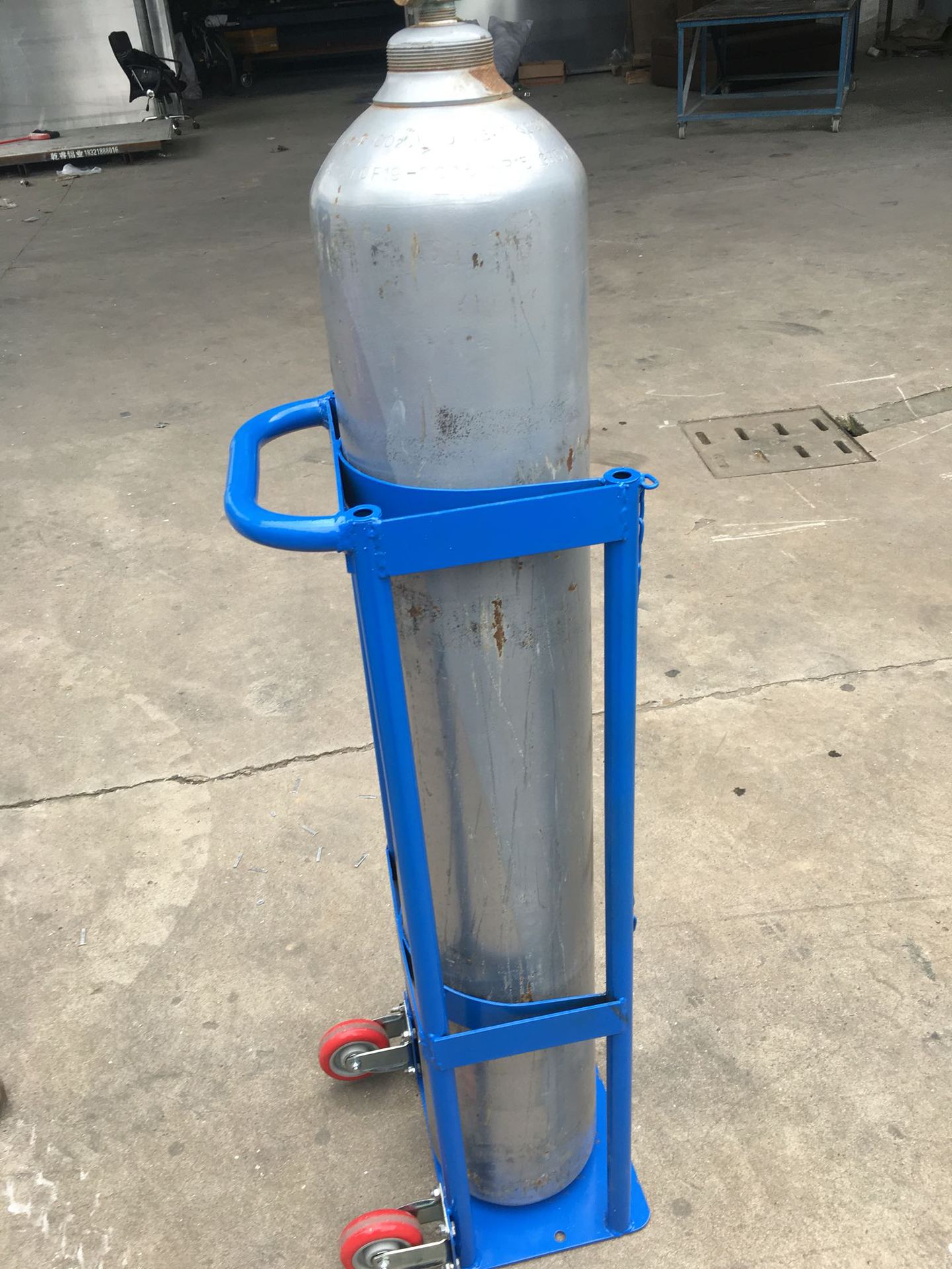 侧面带轮气瓶推车单钢瓶两轮钢瓶车 可移动氮气瓶固定架 可定制