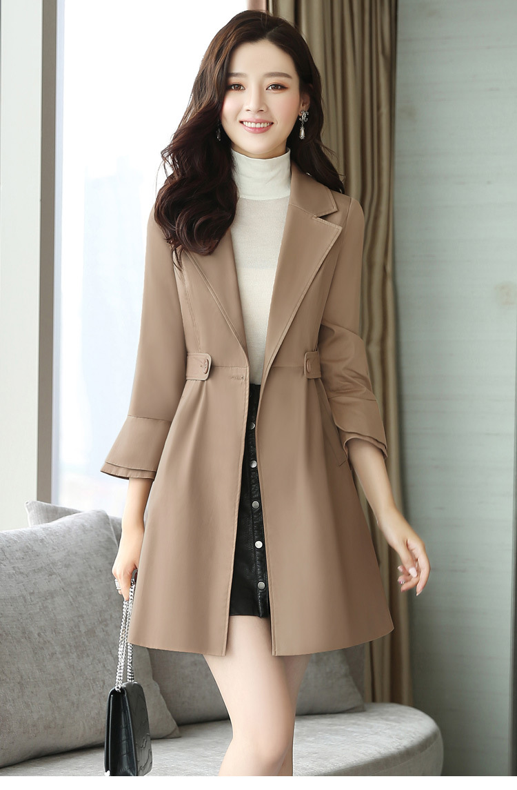 春秋新款中长款风衣女韩版女装外套时尚休闲女式风衣 sw3668