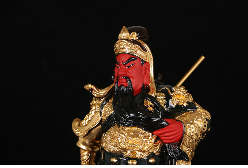 圆通工艺铜贴金伽蓝神关二爷关圣帝君九龙关公关羽护法佛像