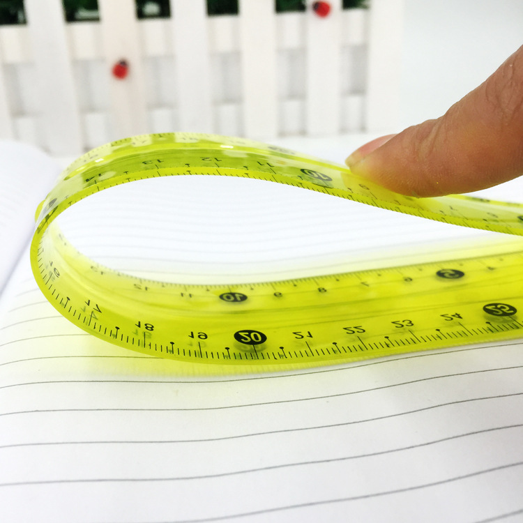 30厘米彩色透明软尺 学生办公文具多功能直尺 环保材料