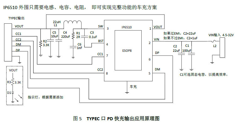 ip6510做typec口pd快充输出应用原理图