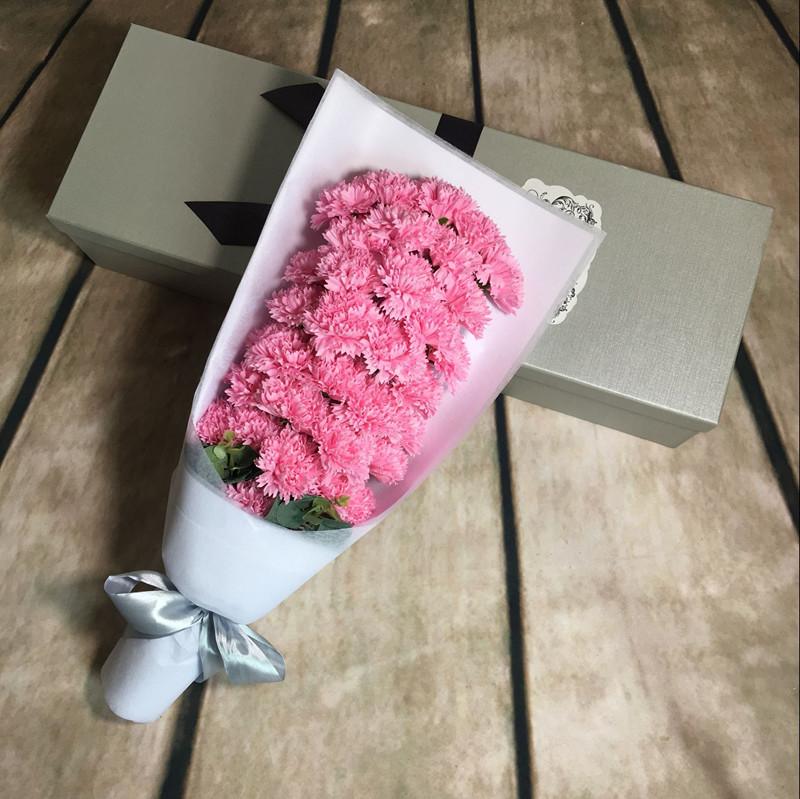 33朵康乃馨花束 肥皂花香皂花礼盒 38妇女节母亲节教师节生日礼物