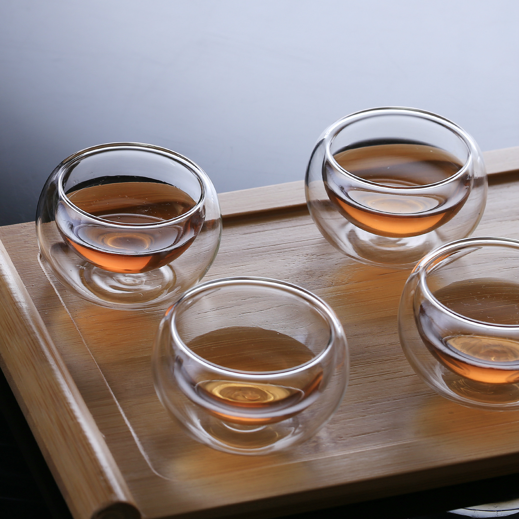 2017新款双层玻璃杯透明小茶杯隔热品茗杯子功夫茶具